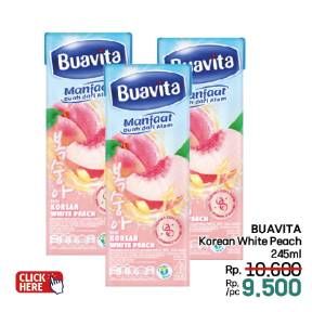 Promo Harga Buavita Fresh Juice Kecuali Korean White Peach 245 ml - LotteMart