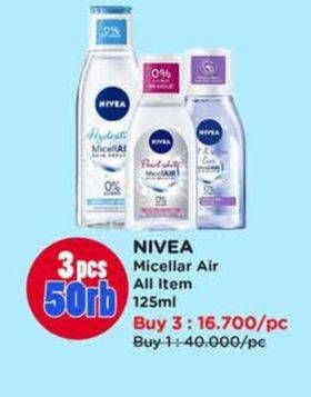 Promo Harga Nivea MicellAir Skin Breathe Micellar Water All Variants 125 ml - Watsons