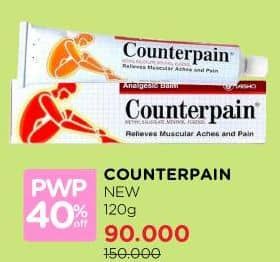 Counterpain Obat Gosok Cream 120 gr Diskon 40%, Harga Promo Rp90.000, Harga Normal Rp150.000, Minimal pembelian Rp 150.000, Khusus member