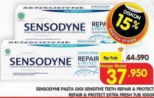 Promo Harga SENSODYNE Pasta Gigi Repair & Protect Extra Fresh, Original 100 gr - Superindo