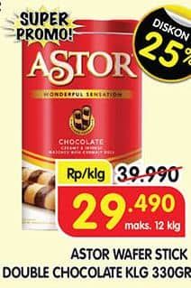 Promo Harga Astor Wafer Roll Double Chocolate 330 gr - Superindo