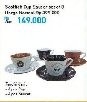 Promo Harga SCOTTICH Cup Saucer Set per 8 pcs - Carrefour