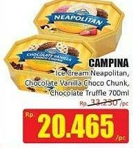 Promo Harga CAMPINA Ice Cream Neapolitan, Vanilla, Chocolate Truffle, Chocolate Chunks 700 ml - Hari Hari