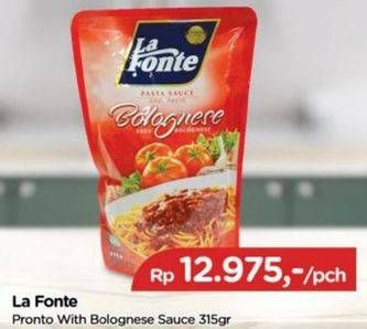 Promo Harga LA FONTE Saus Pasta Bolognese 315 gr - TIP TOP