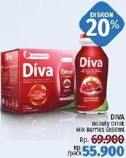 Promo Harga DIVA Minuman Collagen High Vit. E Mix Berries 80 Ml 6 pcs - LotteMart