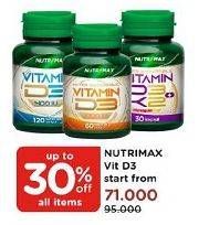 Promo Harga NUTRIMAX Vitamin D3 400 IU All Variants 120 pcs - Watsons