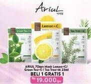 Promo Harga ARIUL Face Mask Tea Tree + M, Green Tea + S, Lemon + C 23 ml - Indomaret