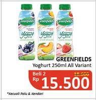 Promo Harga GREENFIELDS Yogurt All Variants per 2 pcs 250 ml - Alfamidi