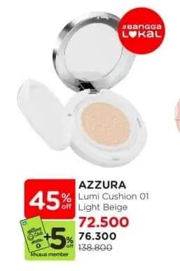 Promo Harga Azzura Luminous Cushion 01 Light Beige 15 gr - Watsons