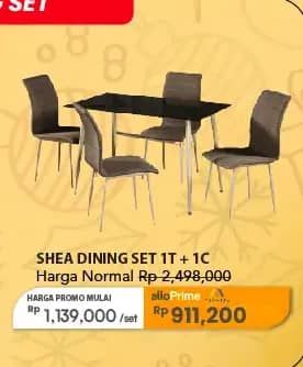 Promo Harga Trans Living Shea Dinning Set 1T + 1C  - Carrefour