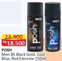 Promo Harga POSH Men Perfumed Body Spray Black Gold, Cool Blue, Red Extreme 150 ml - Alfamart