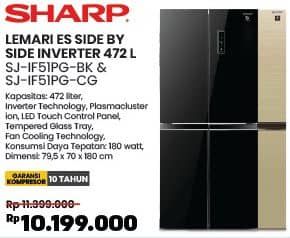 Promo Harga Sharp SJ-IF51PG-BK | Kulkas 427 L/Sharp SJ-IF51PG-CG Kulkas Inverter   - COURTS