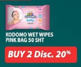 Promo Harga Kodomo Baby Wipes Rice Milk Pink 50 pcs - Hypermart