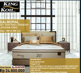 Promo Harga KING KOIL New Balmoral 180 X 200 Cm  - COURTS