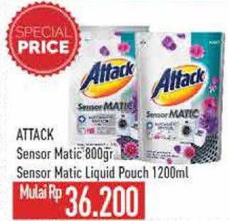 Promo Harga Attack Sensor Matic Detergent Liquid 800 ml - Hypermart