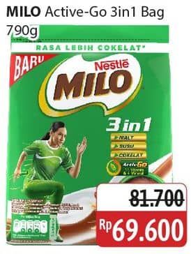 Promo Harga Milo ActivGo 3in1 800 gr - Alfamidi