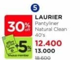 Promo Harga Laurier Pantyliner Natural Clean 40 pcs - Watsons