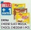 Promo Harga EMINA Cheese Slice Cheddar, Choco, Mozza 5 pcs - Hypermart