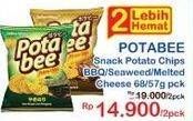 Promo Harga POTABEE Snack Potato Chips Melted Cheese, BBQ Beef, Grilled Seaweed 57 gr - Indomaret