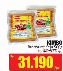 Promo Harga KIMBO Bratwurst Keju 6 pcs - Hari Hari