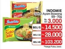 Promo Harga Indomie Mi Kuah Ayam Bawang, Soto Mie 69 gr - LotteMart