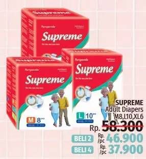 Promo Harga Supreme Adult Diapers L10, M8, XL6 6 pcs - LotteMart