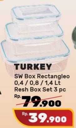 Promo Harga TURKEY SW Box Rectangle 4 L, 8 L, 1, 4 L 3 pcs - Yogya
