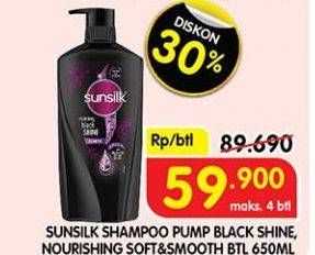 Promo Harga Sunsilk Shampoo Black Shine, Soft Smooth 650 ml - Superindo