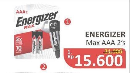 Promo Harga ENERGIZER Battery Alkaline Max AAA 2 pcs - Alfamidi