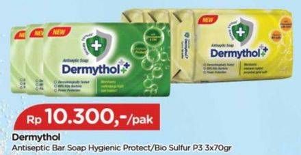 Promo Harga Dermythol Bar Soap Bio Sulfur, Hygiene Protect per 3 pcs 70 gr - TIP TOP
