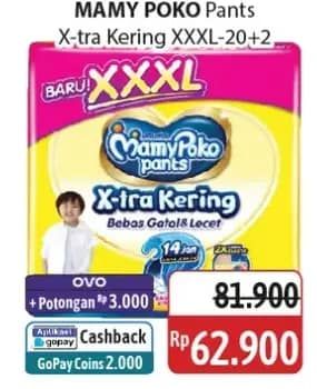 Promo Harga Mamy Poko Pants Xtra Kering XXXL20+2 22 pcs - Alfamidi
