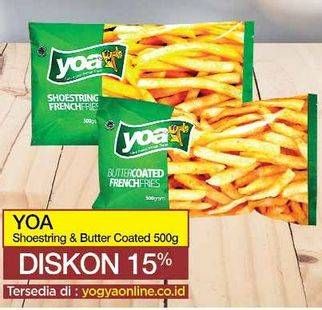 Promo Harga YOA French Fries Shoestring, Butter Coated 500 gr - Yogya