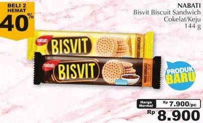 Promo Harga NABATI Bisvit Marie Sandwich Cheese Cream, Chocolate Cream per 2 bungkus 144 gr - Giant