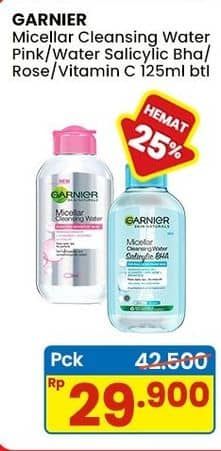 Promo Harga Garnier Micellar Water Pink, Salicylic BHA, Rose, Vitamin C 125 ml - Indomaret