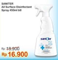 Promo Harga SANITER Fabric Disinfectant Spray 450 ml - Indomaret