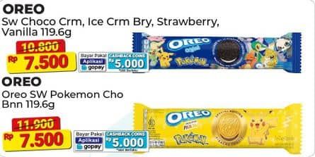 Promo Harga Oreo Biskuit Sandwich Pokemon Cokelat Pisang 119 gr - Alfamart