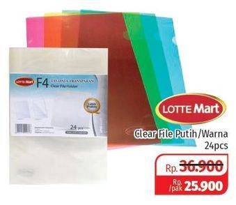Promo Harga LOTTEMART Clear File Putih, Warna 24 pcs - Lotte Grosir