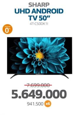 Promo Harga Sharp 4T-C50DK1I 4K Ultra-HDR Android TV with Google Assistant  - Electronic City