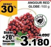 Promo Harga Anggur Red Globe per 100 gr - Giant