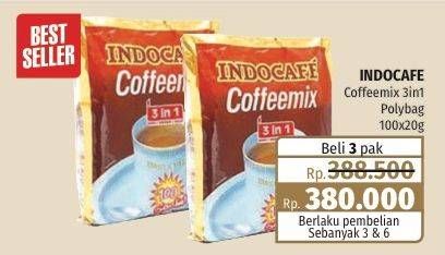 Promo Harga Indocafe Coffeemix 3in1 per 100 sachet 20 gr - Lotte Grosir