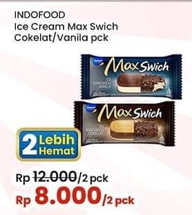 Promo Harga Indoeskrim Max Swich Cokelat, Vanila 100 ml - Indomaret