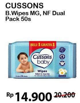 Promo Harga CUSSONS BABY Wipes Mild Gentle, Naturally Refreshing 50 pcs - Alfamart