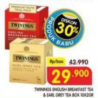 Promo Harga Twinings Teh Celup Earl Grey Tea, English Breakfast Tea per 10 sachet 2 gr - Superindo