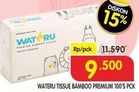 Promo Harga WATERU Premium Bamboo Tissue 100 pcs - Superindo