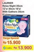 Promo Harga LAURIER Relax Night 35 cm 12s / 30cm 16s / With Gathers 35cm 8s  - Indomaret