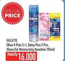 Promo Harga Gillette Blue II Plus/Daisy Plus/Shave Gel Moisturizing   - Hypermart