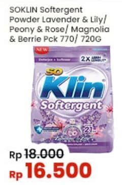 Promo Harga So Klin Softergent Purple Lavender, Rossy Pink, Magnolia Berries 770 gr - Indomaret