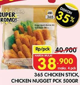 Promo Harga 365 Chicken Stick, Nugget 500gr  - Superindo