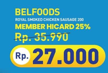 Promo Harga Belfoods Royal Sausages Smoked Chicken 200 gr - Hypermart