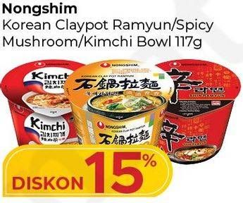 Promo Harga NONGSHIM Noodle Shin Ramyun Spicy Mushroom, Kimchi Ramyun 117 gr - Carrefour